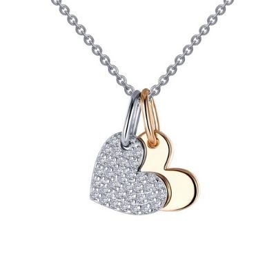 Lafonn Heart Shadow Two-tone Charm Pendant Necklace
