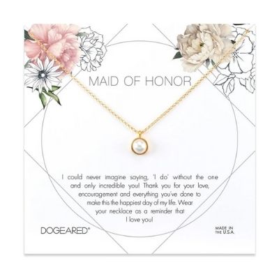 Maid of honor flower card, large bezel pearl
