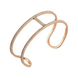 Michael Kors Clear Crystal Rose Gold-Plated Steel Outline Cuff Bangle