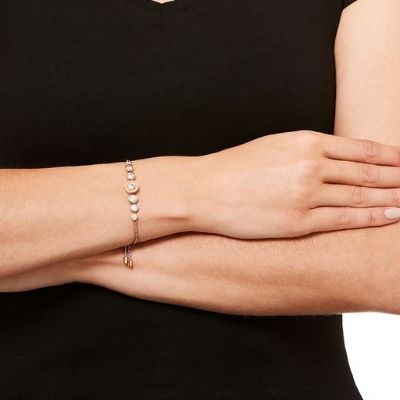 Michael Kors Rose Gold Clear CZ Crystal Slider Bracelet