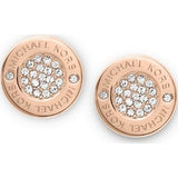 Michael Kors Rose Gold-Tone Steel Pave Logo Stud Earrings