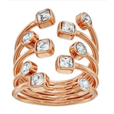 Michael Kors Modern Brilliance Crystal Pave Open Scatter Ring in Rose Gold (Size 7)