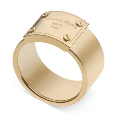 Michael Kors 14K-Rose-Gold-Plated Monogram Logo Ring - ShopStyle