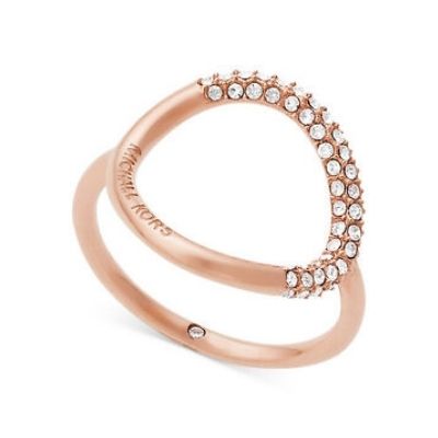 Michael Kors Pave Barrel Two Tone Mixed Ring Yellow  Rose Gold