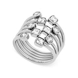 Michael Kors Modern Brilliance Open Scatter Clear Crystal CZ Silver Steel Ring (Size 7)
