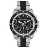 Michael Kors Men's Chronograph Steel Watch Silver with Matte Black Accents Two-Tone MK8664