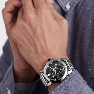 Men's Movado Vizio Chronograph Stainless Steel Mesh Bracelet Watch 0607380