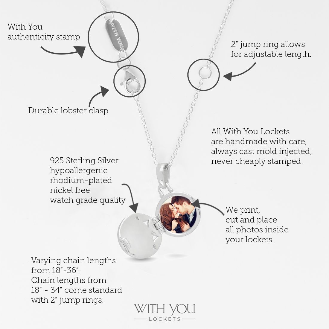  Personalized Monogram Silver Plated Locket Necklace : Handmade  Products